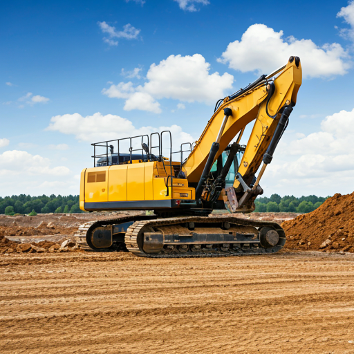heavy excavator operating at site